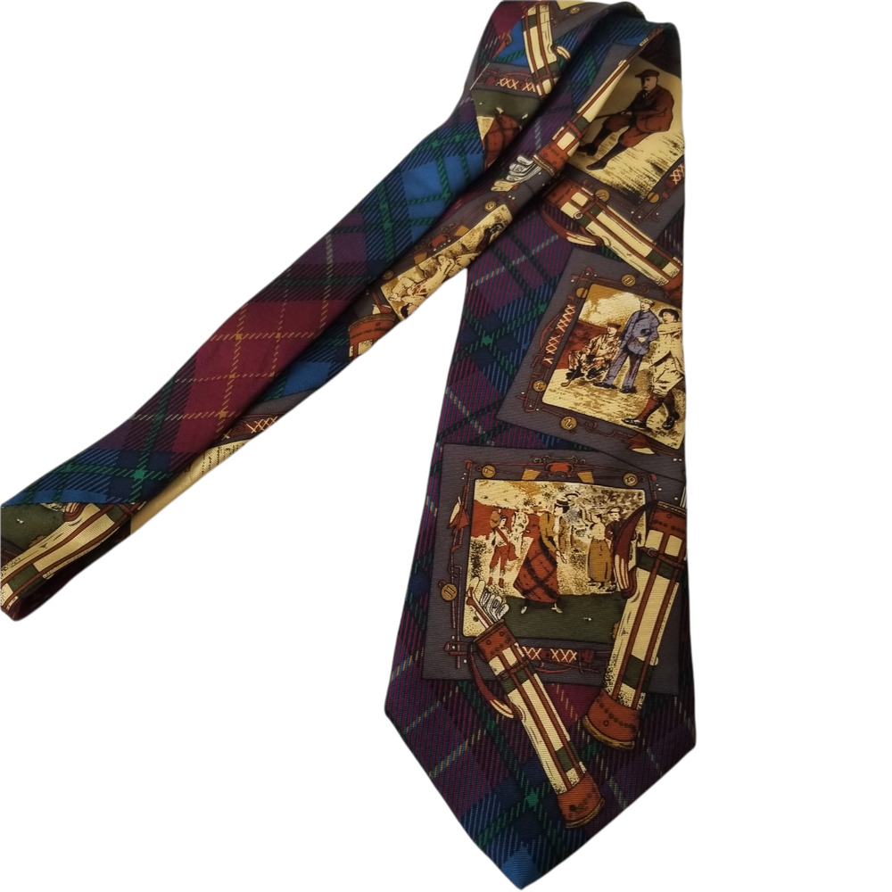 Ruff Hewn True American Wear Men's Early 1900 Theme Golf Tie 100% silk - Picture 3 of 6